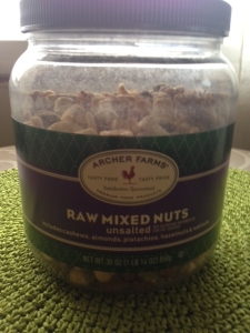 I buy raw nuts in the bulk section of our local co-op. However, I also purchase raw nuts from Target.