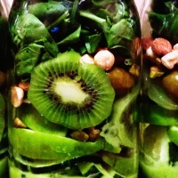Glowing Green Mason Jar Salads with Avocado Vinaigrette Dressing
