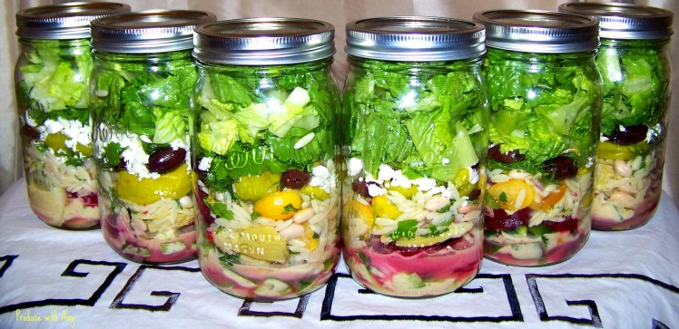 Mediterranean Mason Jar Salads with Greek Vinaigrette