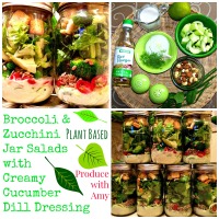 Broccoli & Zucchini Jar Salads with Creamy Cucumber Dill Dressing
