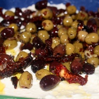 Creamy Feta Spread with Roasted Olives & Sundried Tomatoes